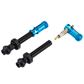 GRANITE DESIGNS 60MM BLACK VALVE STEM WITH BLUE JUICY NIPPLE VALVE CAP