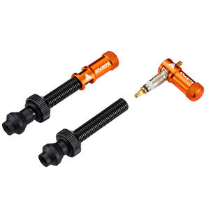GRANITE DESIGNS 60MM BLACK VALVE STEM WITH ORANGE JUICY NIPPLE VALVE CAP