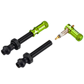 GRANITE DESIGNS 60MM BLACK VALVE STEM WITH GREEN JUICY NIPPLE VALVE CAP