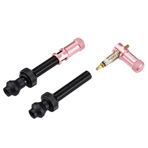 GRANITE DESIGNS 60MM BLACK VALVE STEM WITH PINK JUICY NIPPLE VALVE CAP