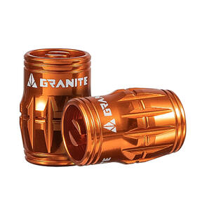 GRANITE DESIGNS CNC SCHRADER VALVE CAP WITH VALVE CORE REMOVING FUNCTION ORANGE