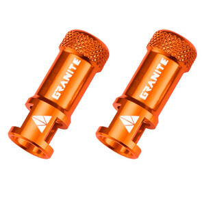GRANITE DESIGNS JUICY NIPPLE CNC VALVE CAP PAIR WITH VALVE CORE REMOVING FUNCTION ORANGE