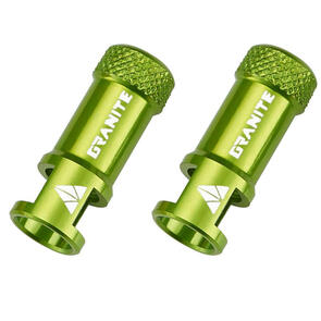 GRANITE DESIGNS JUICY NIPPLE CNC VALVE CAP PAIR WITH VALVE CORE REMOVING FUNCTION GREEN