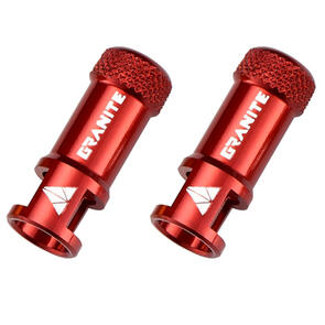 GRANITE DESIGNS JUICY NIPPLE CNC VALVE CAP PAIR WITH VALVE CORE REMOVING FUNCTION RED