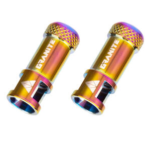 GRANITE DESIGNS JUICY NIPPLE CNC VALVE CAP PAIR WITH VALVE CORE REMOVING FUNCTION OIL SLICK