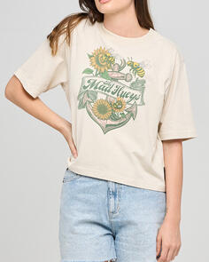 MAD HUEYS BEE ANCHOR | WOMENS BOXY TEE STONE