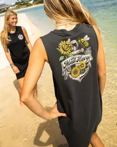 MAD HUEYS BEE ANCHOR WOMENS MUSCLE DRESS VINTAGE BLACK