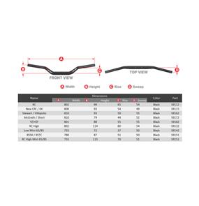 SCAR O2 H/BAR TAPERED YAMAHA YZ/YZF BAR BLK / PAD BLK