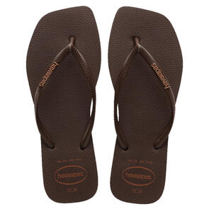 HAVAIANAS SLIM SQUARE LOGO POP-UP DARK BROWN