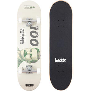 HECTIC BOARD CO SKATEBOARD COMPLETE ONE HUNNID GREY 8"