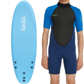 HECTIC BOARD CO TYKE 5'6 JUNIOR SOFTBOARD AND SPRINGSUIT PACKAGE BOYS