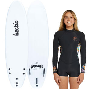 HECTIC BOARD CO 2024 SPLASHER SOFTBOARD 6'6 + GIRLS O'NEILL BAHIA SPRINGSUIT PACKAGE