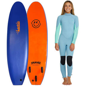 HECTIC BOARD CO 2023 SPLASHER PRO SOFTBOARD BLUE 6'0 + GIRLS O'NEILL REACTOR SURF PACKAGE