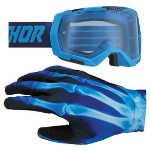 THOR MX 2025 GOOGLE REGIMENT BLACK/NAVY + SPORT GLOVES X-RAY BLACK