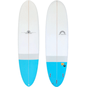 HOT BUTTERED FUNBOARD 7'2 CHARCOAL CYAN TAIL DIP EPOXY