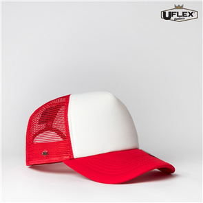 UFLEX U15502 UFLEX SNAP BACK TRUCKER - WHITE/RED MESH