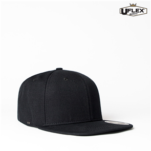 UFLEX U15604 UFLEX FLAT PEAK 6 PANEL FITTED - BLACK