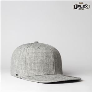 UFLEX U15604 UFLEX FLAT PEAK 6 PANEL FITTED - GREY MELANGE