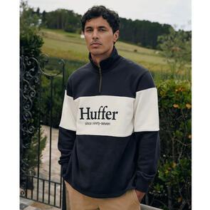 HUFFER CLASSIC 1/4 ZIP BLOCK JERSEY NAVY