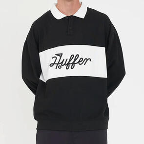 HUFFER GOLF PAR LINE LS POLO BLACK/CHALK