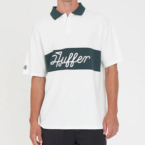 HUFFER GOLF PAR LINE SS POLO CHALK/GOLF GREEN