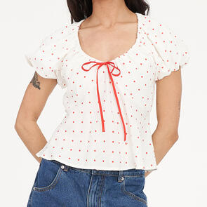 HUFFER BARDOT CELINE TOP CHALK/RED