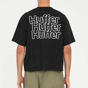 HUFFER BLOCK CROP TEE 220/DITHER BLACK
