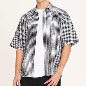 HUFFER CROSBY SS SHIRT NAVY/WHITE