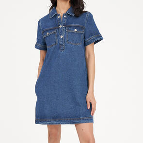 HUFFER DENIM SS SHIRT DRESS RODEO BLUE