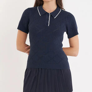 HUFFER DIAMOND KNIT POLO NAVY