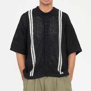 HUFFER GAUGE KNIT SHIRT BLACK/CHALK