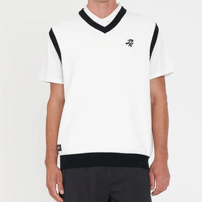 HUFFER GOLF BUNKER KNIT VEST CHALK/BLACK
