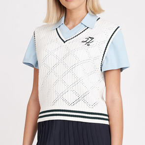 HUFFER GOLF GOLF WOMENS DIAMOND CROP VEST CHALK