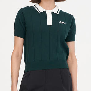 HUFFER GOLF WOMENS LINE KNIT POLO GOLF GREEN/CHALK
