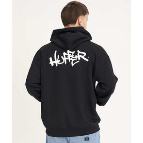 HUFFER MENS SATURDAY HOOD/ETCHING BLACK