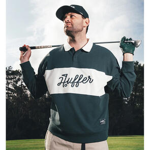 HUFFER PIQUE RUGBY CREW GOLF GREEN