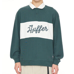 HUFFER PIQUE RUGBY CREW GOLF GREEN