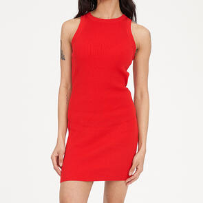 HUFFER ROGUE RIB MINI DRESS POPPY