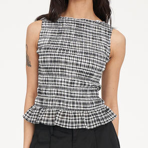 HUFFER ROONEY GIGI SHIRRED TOP BLACK/CHALK