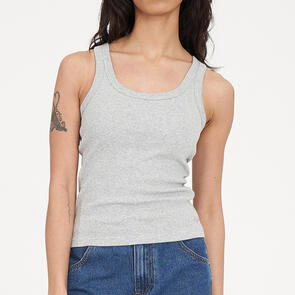 HUFFER SCOOP RIB TANK GREY MARLE