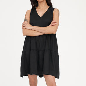 HUFFER V NECK MINI DRESS BLACK