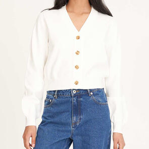 HUFFER WOMENS BIBI KNIT CARDIGAN CHALK