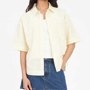 HUFFER WOMENS CRUISE STRIPE DAD SHIRT BUTTER/CHALK