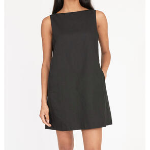 HUFFER WOMENS LIN-IN SHIFT MINI DRESS BLACK