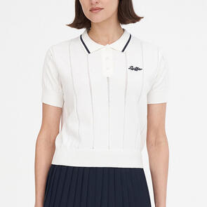 HUFFER GOLF WOMENS LINE KNIT POLO CHALK/NAVY