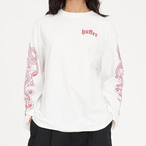 HUFFER WOMENS LS RELAX TEE 220/COILED CHALK