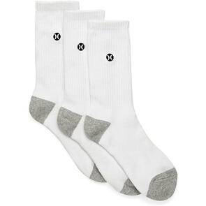 HURLEY 3PK MENS 1/2 TERRY CREW WHITE/BLACK