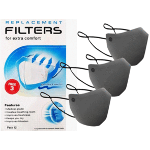 HYPER RIDE 3X RE-USEABLE PROTECTIVE MASKS GREY W FILTERS