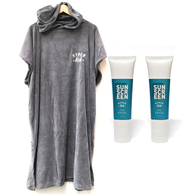 HYPER RIDE HOODED TOWEL GREY AND SUNSCREEN PACKAGE