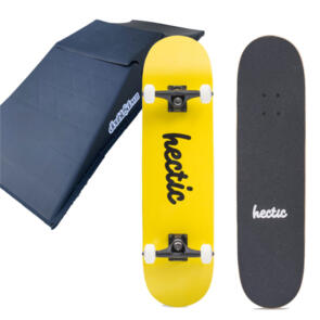 HECTIC BOARD CO COMPLETE YELLOW 8 + DOUBLE$DOWN SKATE RAMP COMBO
